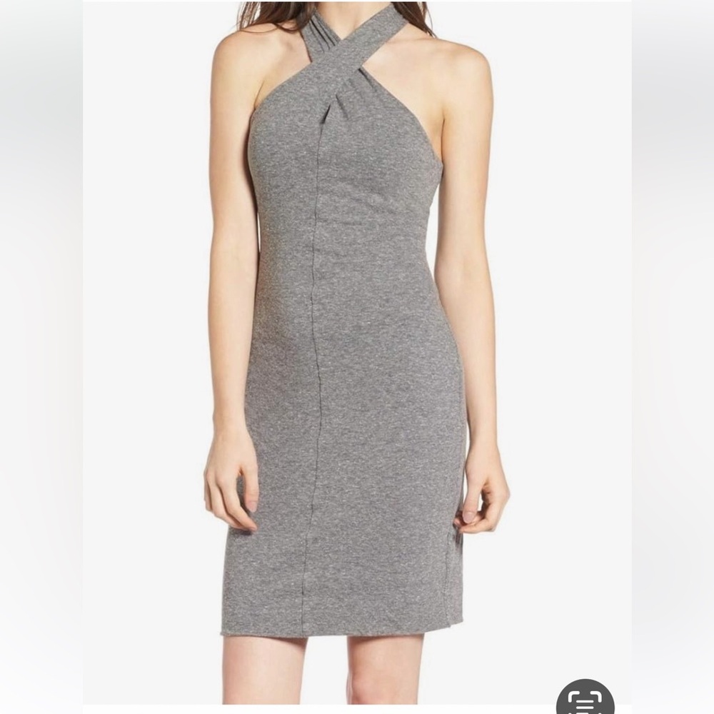 Pam & Gela Sleeveless Twist Collar Mini Dress in Gray Size Medium
